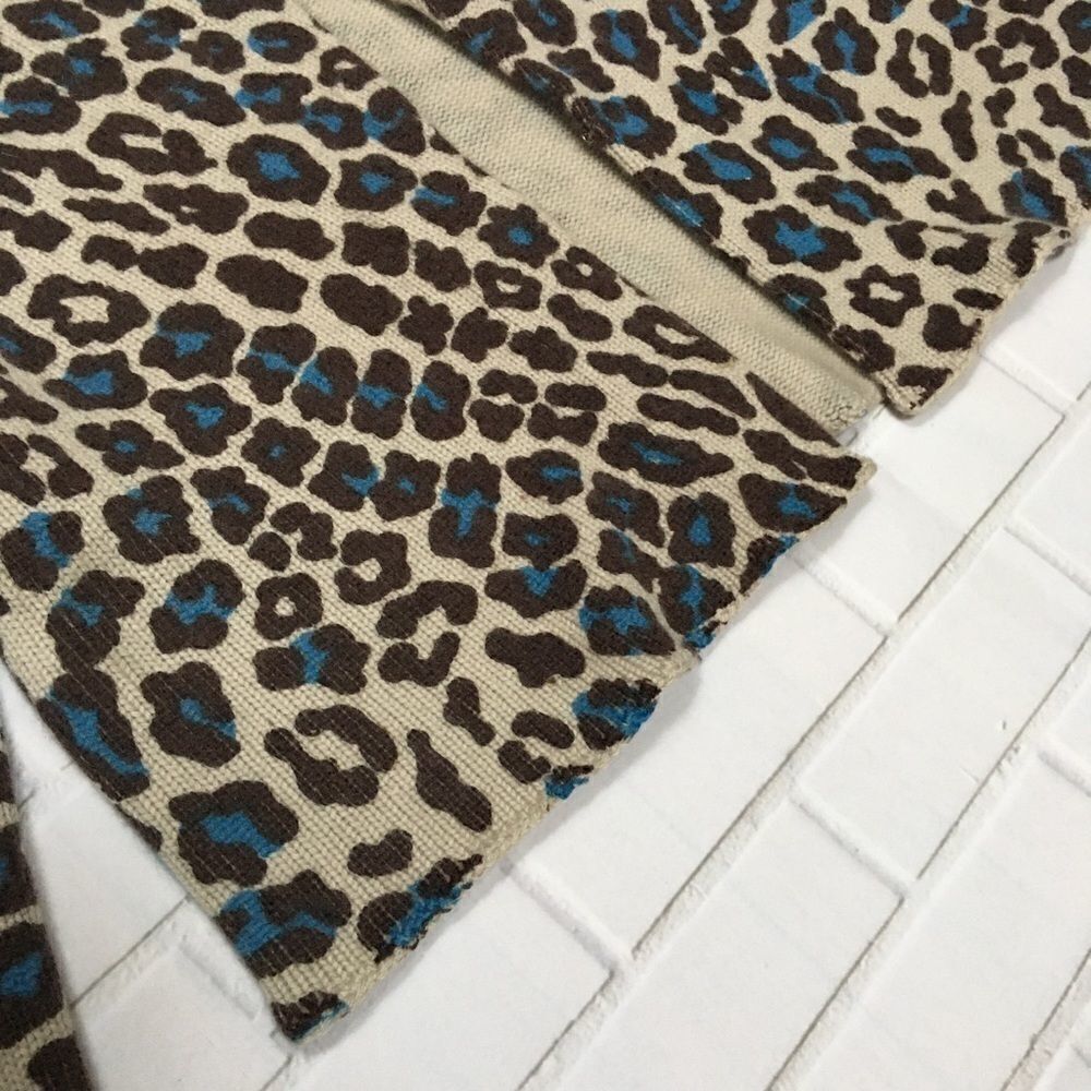 White + Warren Cashmere Leopard Print Cropped Cardigan Sweater | Size M - Picture 6 of 14